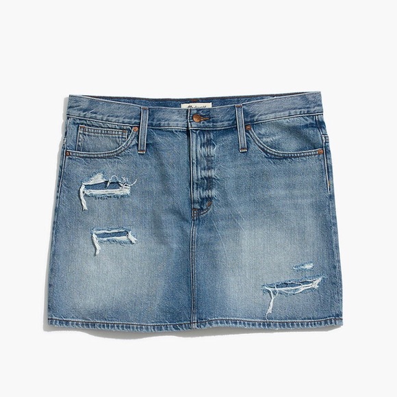 NEW Madewell Denim Jean Mini Skirt Distressed 30 - Picture 2 of 9